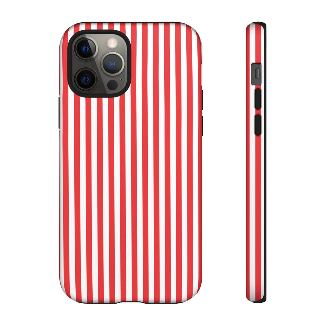 Tough Premium Poppy Red Stripes Phone Case Gift for Her - For Apple iPhone 16 Pro Max 16e iPhone 15 Pro iPhone Iphone 14 Plus 13 Pro 12 SE XR - Studio40ParkLane