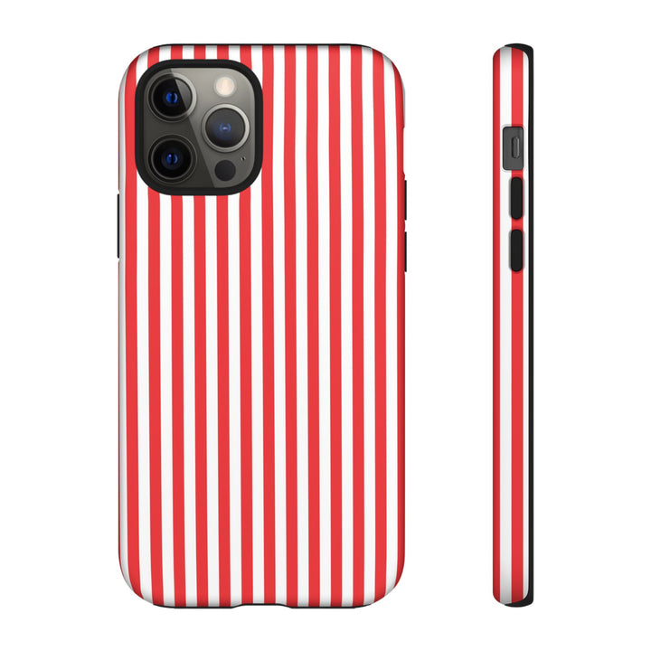Tough Premium Poppy Red Stripes Phone Case Gift for Her - For Apple iPhone 16 Pro Max 16e iPhone 15 Pro iPhone Iphone 14 Plus 13 Pro 12 SE XR - Studio40ParkLane