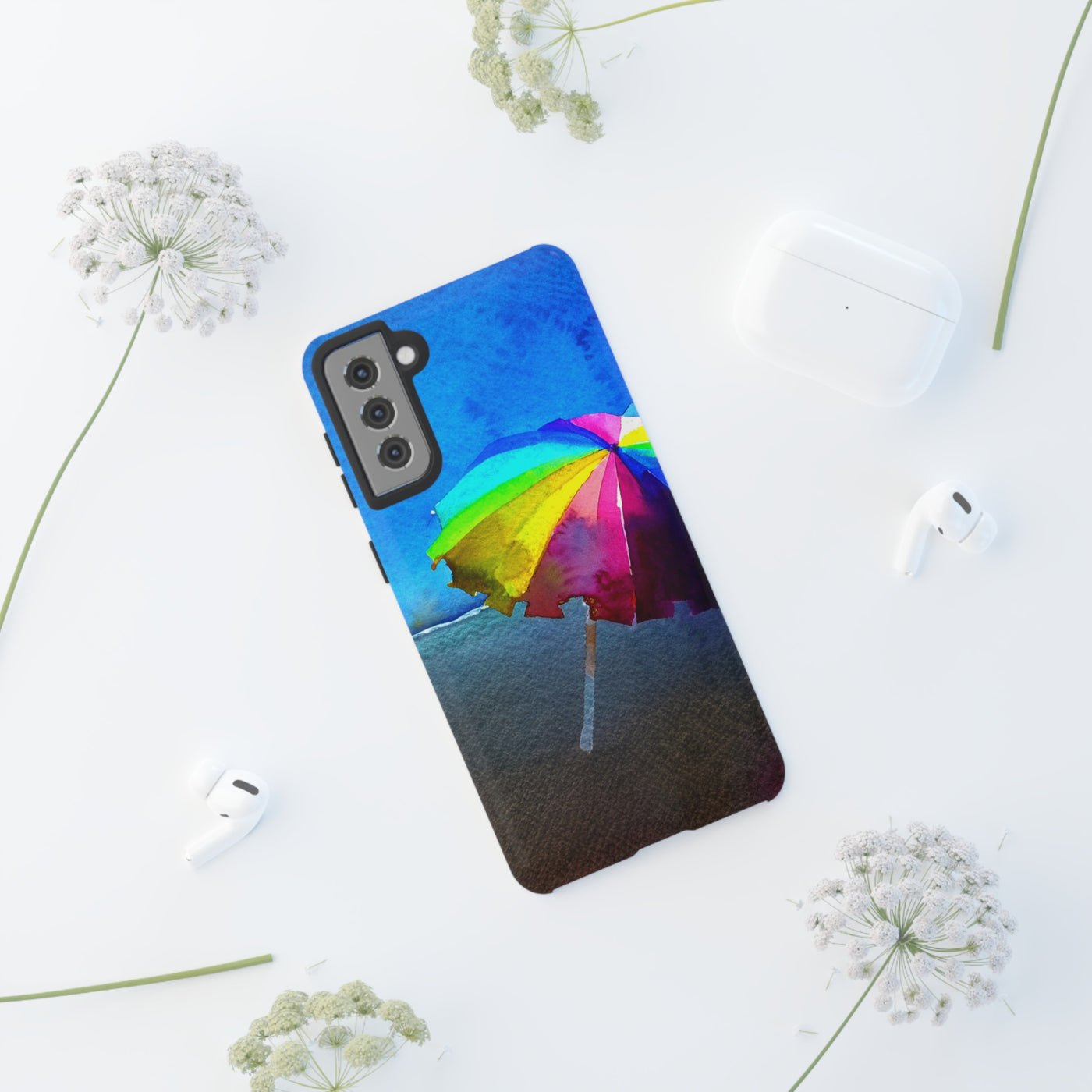 Cute Samsung Case | Cool Iphone Case | Summer Colorful Beach Parasol, Samsung S24, S23, S22, S21, IPhone 15 Case | Iphone 14 Case, Iphone 13 Case