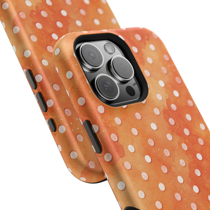 Aesthetic Tough Magsafe Orange Polka Dots Phone Case - For iPhone 17 Pro Max iPhone 16 Pro iPhone 15 Iphone 14 Plus 13 Pro 12 11 10 XR - Studio40ParkLane