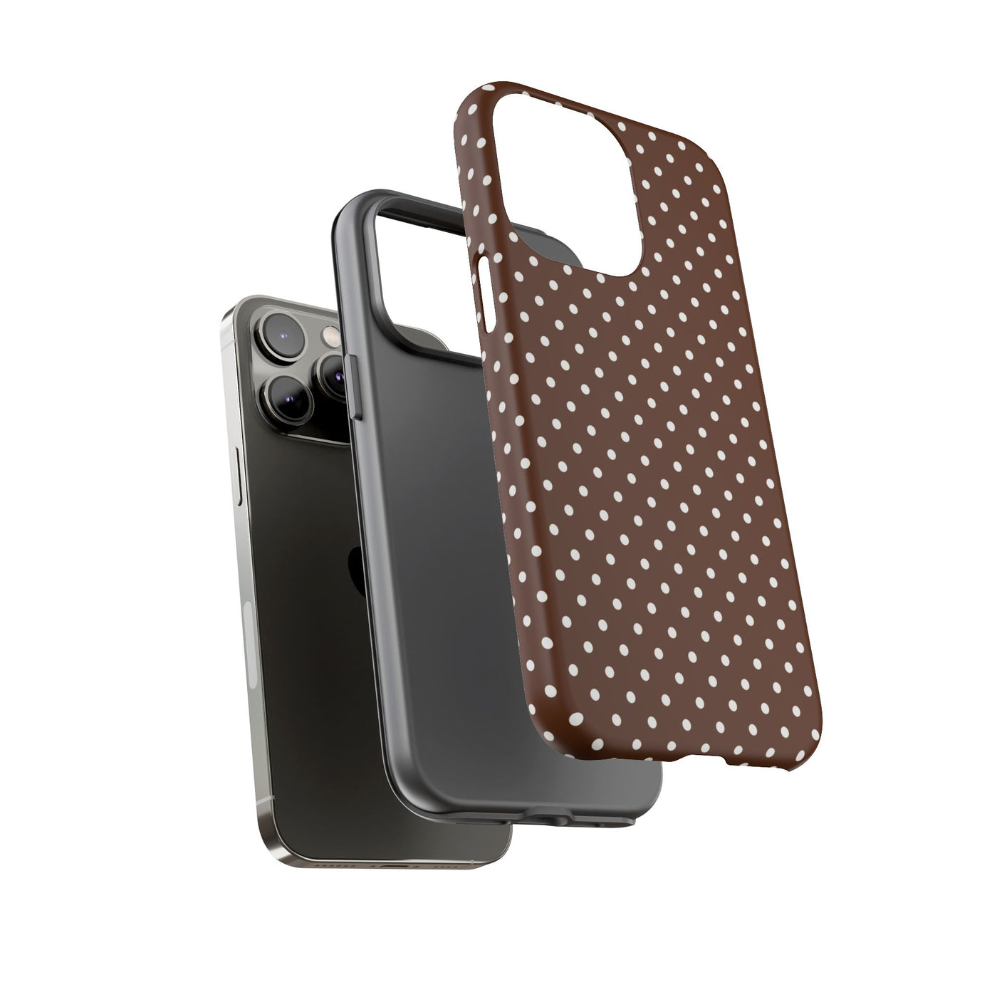 Aesthetic Tough Mocha Brown Polka Dots Premium Phone Case - For iPhone 17 Pro Max iPhone 16 Pro iPhone 15 Iphone 14 Plus 13 Pro 12 11 10 - Studio40ParkLane