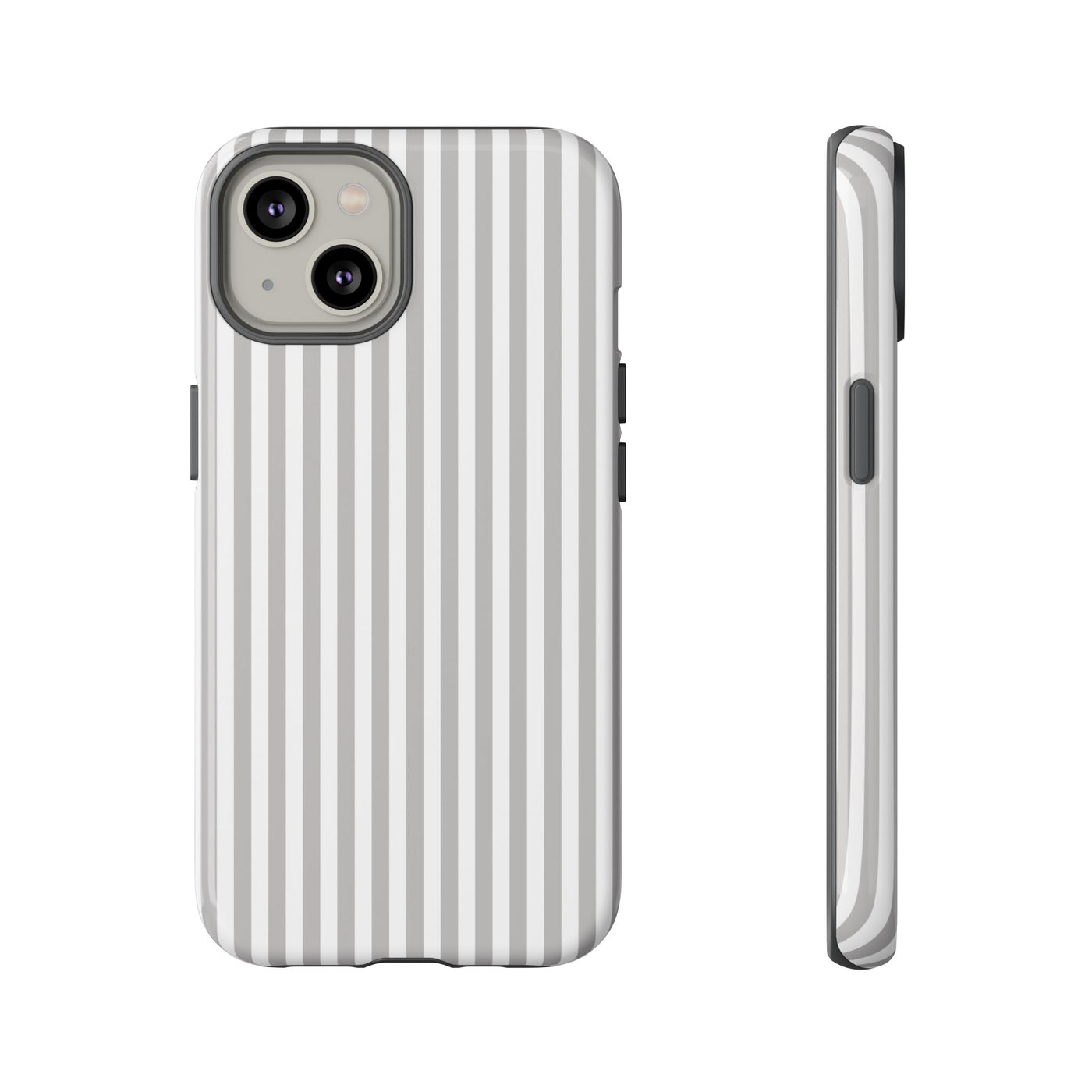 Tough Premium Ash Grey Stripes Phone Case Gift for Her - For Apple iPhone 16 Pro Max 16e iPhone 15 Pro iPhone Iphone 14 Plus 13 Pro 12 SE XR - Studio40ParkLane
