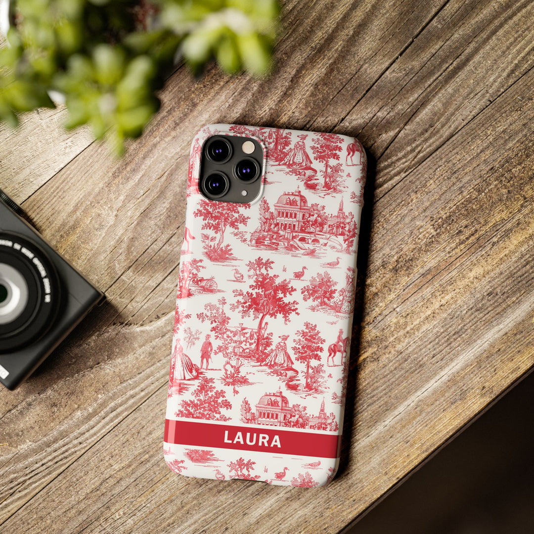 Slim French Toile Personalized Initial Custom Gift for Her Cute Phone Cases for Iphone 16 Pro Max | iPhone 15 Case | iPhone 15 Pro Max Case, Iphone 14, 13, 12, 11, 10, 8, 7 - Studio40ParkLane