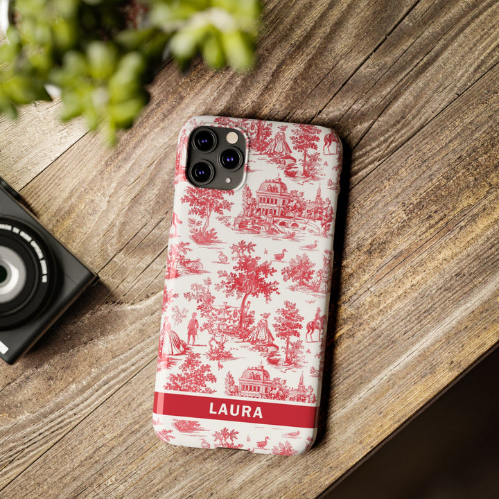 Slim French Toile Personalized Initial Custom Gift for Her Cute Phone Cases for Iphone 16 Pro Max | iPhone 15 Case | iPhone 15 Pro Max Case, Iphone 14, 13, 12, 11, 10, 8, 7 - Studio40ParkLane