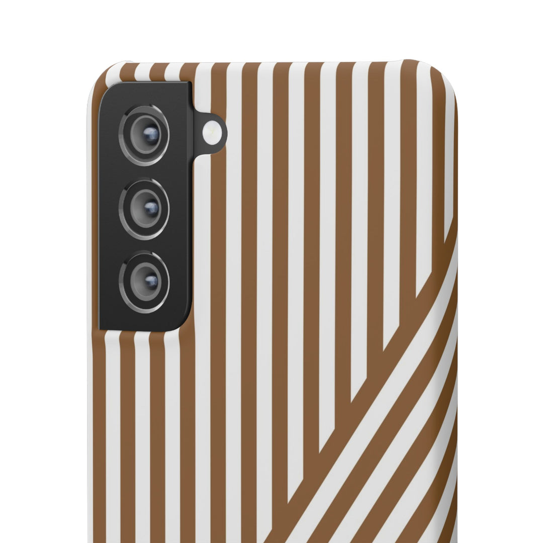 Aesthetic Mocha Brown Stripes Cute Phone Case Sleek Snap - For iPhone 17 Pro Max iPhone 16 Pro iPhone 15 Iphone 14 Plus 13 Pro 12 11 10 Gift - Studio40ParkLane