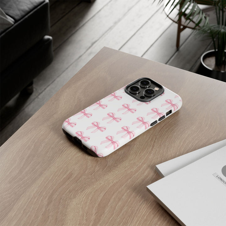Pink Bows Cute Phone Case, for IPhone 16 Pro Max | Iphone 15, Iphone 14, IPhone 13 Case, 11 8 7, Samsung Galaxy S24, S23, S22, S21, 2 Layer Protection - Studio40ParkLane