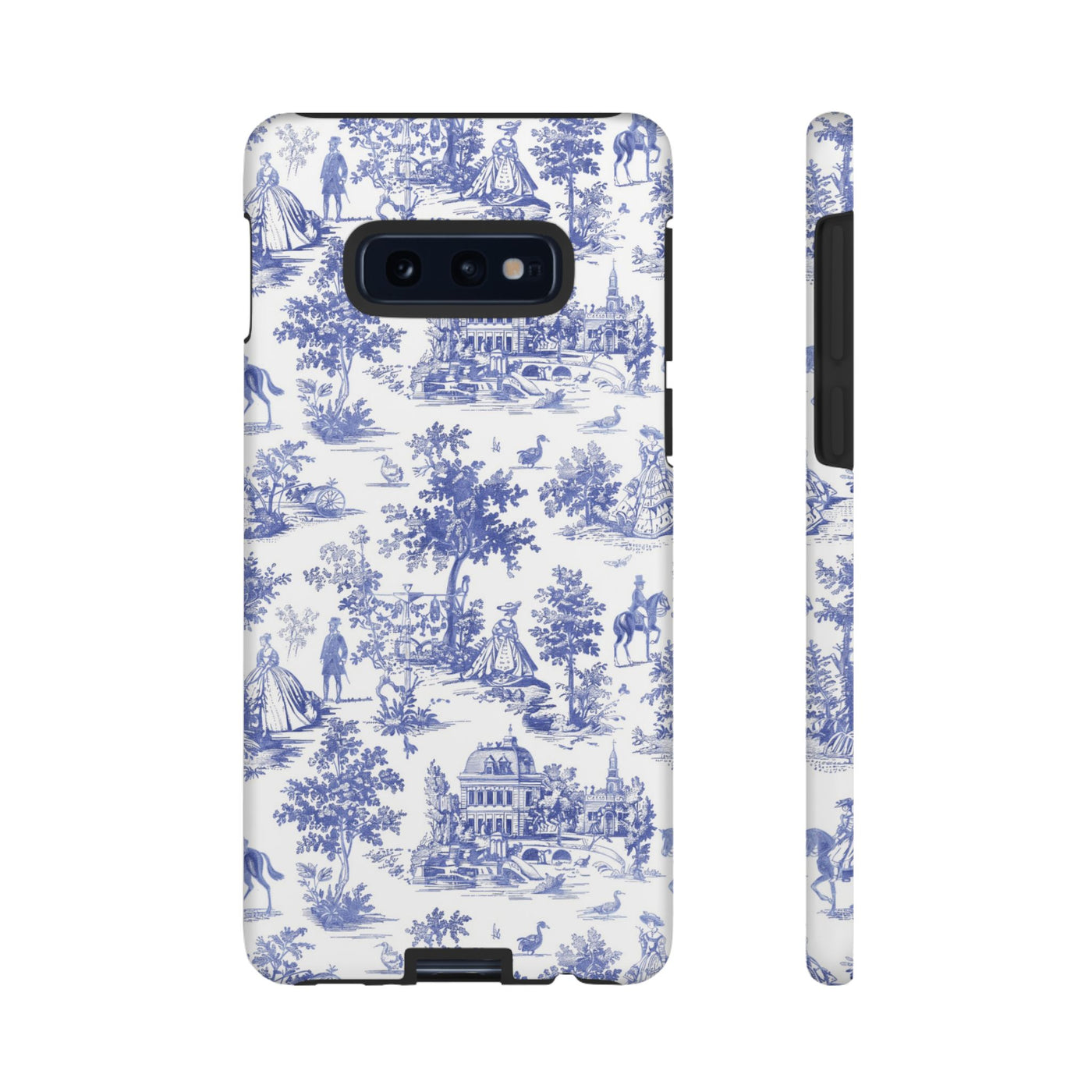 Premium Tough Blue French Toile Gift for Her Cute Phone Cases for Samsung and Iphone, 16, 15, 14, S24, S23, S22, S21, S20, Plus, Ultra, Pro