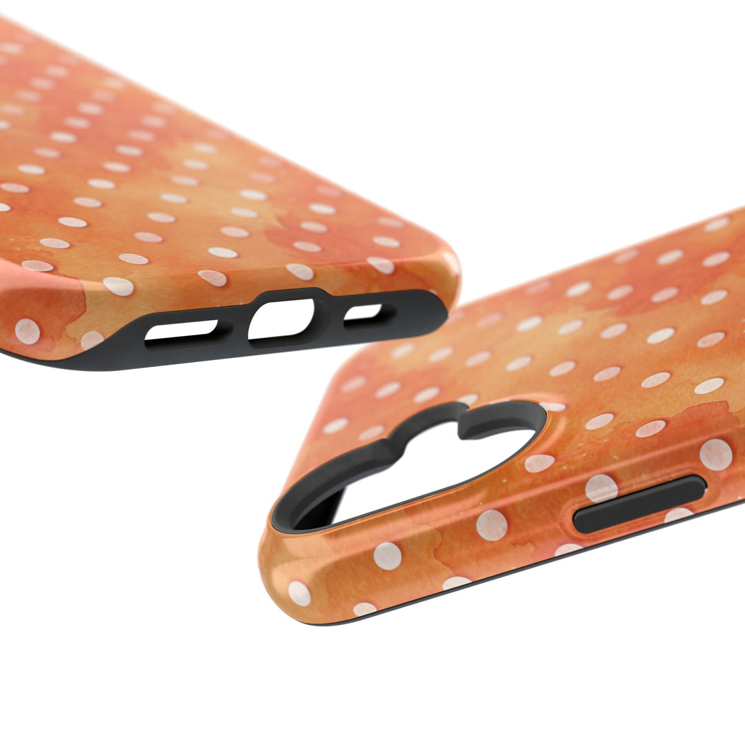 Aesthetic Tough Magsafe Orange Polka Dots Phone Case - For iPhone 17 Pro Max iPhone 16 Pro iPhone 15 Iphone 14 Plus 13 Pro 12 11 10 XR - Studio40ParkLane