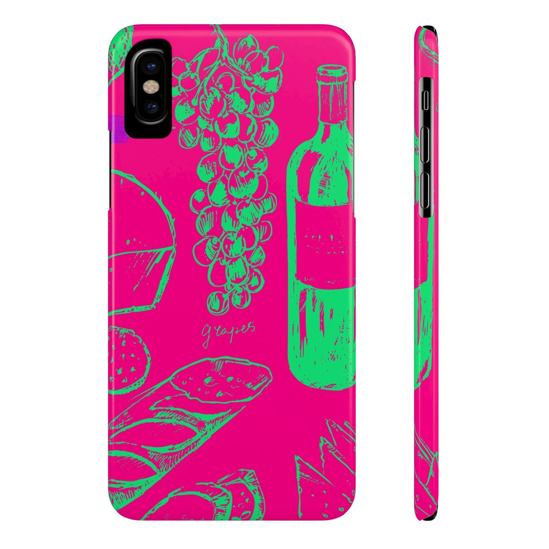 Slim French Food Wine Pink Green Cute Phone Cases for Iphone | iPhone 15 Case | iPhone 15 Pro Max Case, Iphone 14, Iphone 14 Pro Max, Iphone 13, - Studio40ParkLane