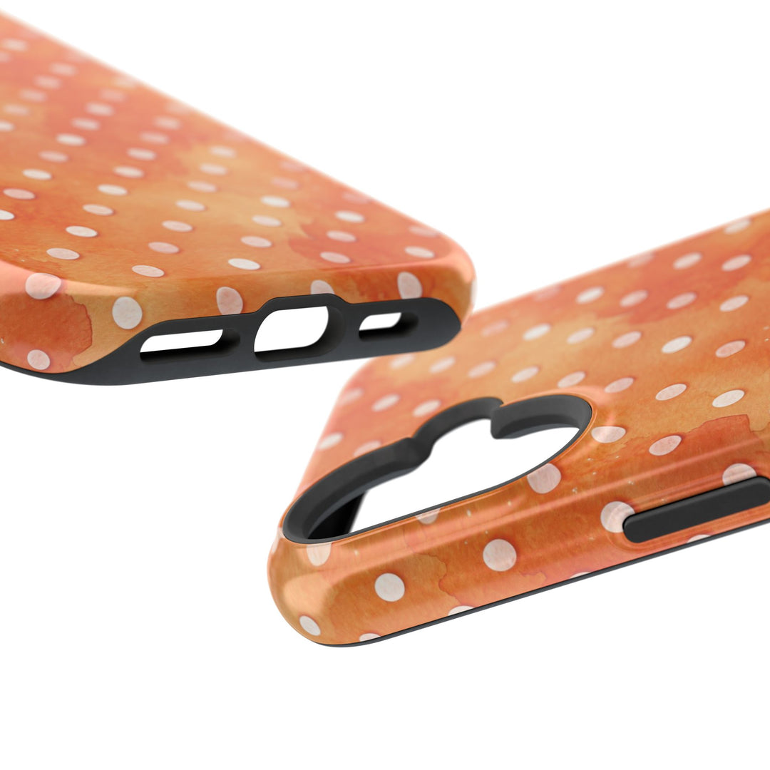 Aesthetic Tough Magsafe Orange Polka Dots Phone Case - For iPhone 17 Pro Max iPhone 16 Pro iPhone 15 Iphone 14 Plus 13 Pro 12 11 10 XR - Studio40ParkLane