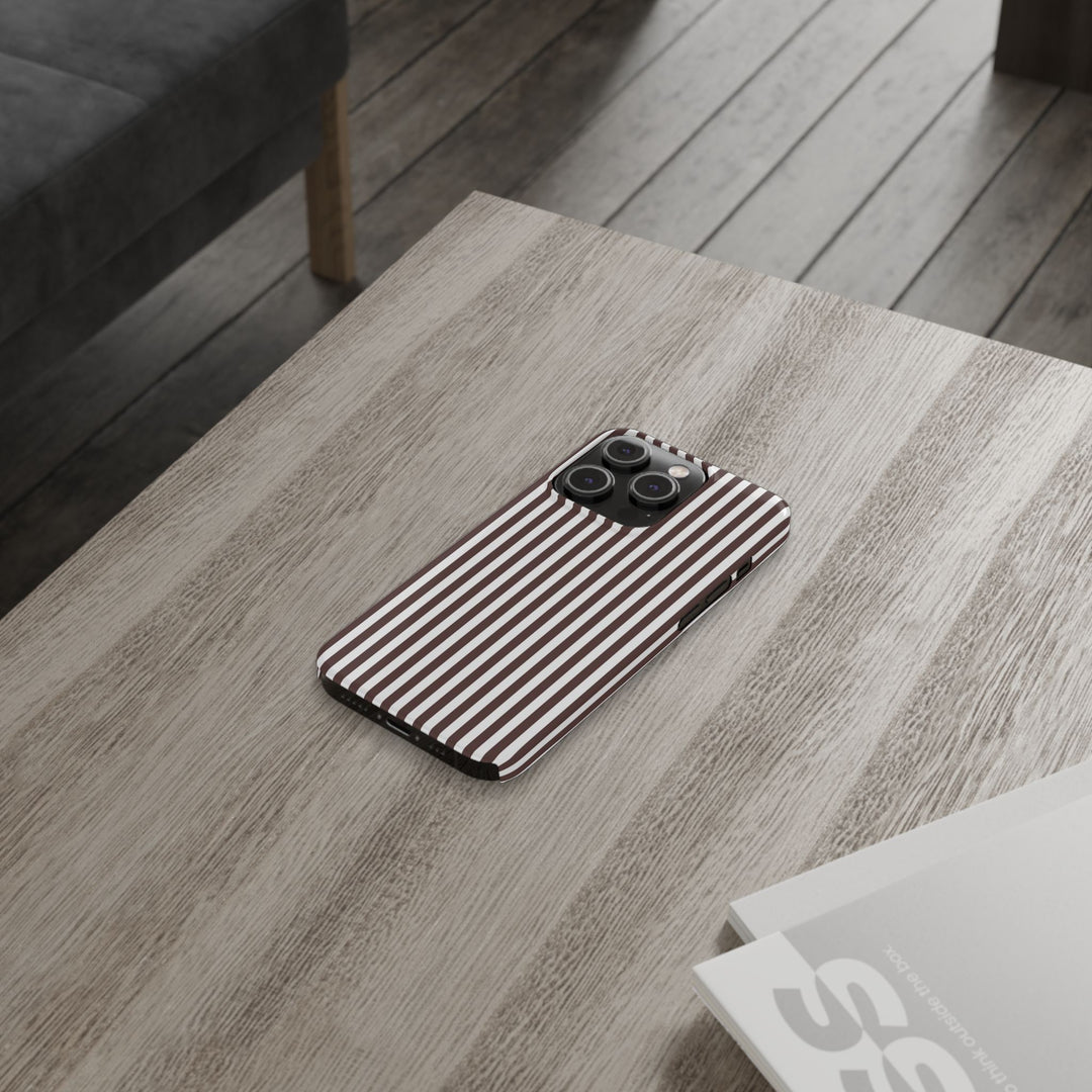 Slim Carriage Brown Striped Cute Phone Case for Iphone 16 - | iPhone 15 Pro Max Case | iPhone 14 Case Iphone 13 12 11 10 9 8 7 Gift for Her - Studio40ParkLane