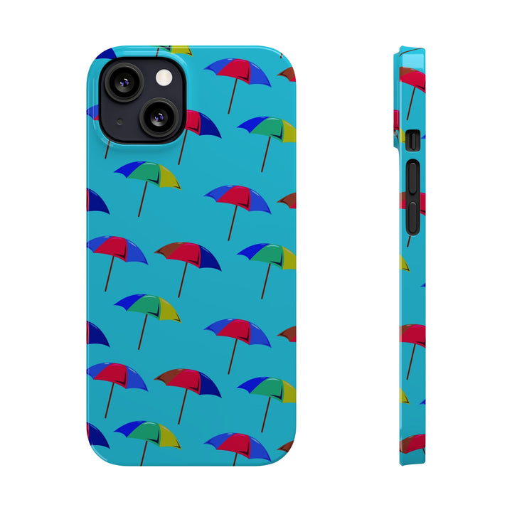 Slim Cute Phone Cases for Iphone - | iPhone 15 Case | iPhone 15 Pro Max Case, Iphone 14 Case, Iphone 14 Pro Max, Iphone 13, Colorful Beach Parasol Blue - Studio40ParkLane