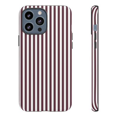 Tough Premium Burgundy Stripes Phone Case Gift for Her - For Apple iPhone 16 Pro Max 16e iPhone 15 Pro iPhone Iphone 14 Plus 13 Pro 12 SE XR - Studio40ParkLane