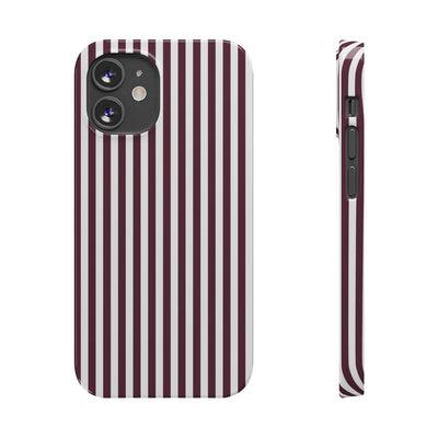 Slim Burgundy Wine Striped Cute Phone Case for Iphone 16 - | iPhone 15 Pro Max Case | iPhone 14 Case Iphone 13 12 11 10 9 8 7 Gift for Her - Studio40ParkLane