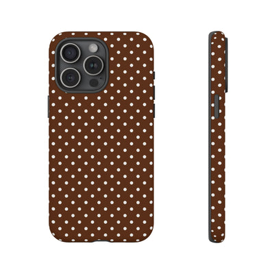 Aesthetic Tough Mocha Brown Polka Dots Premium Phone Case - For iPhone 17 Pro Max iPhone 16 Pro iPhone 15 Iphone 14 Plus 13 Pro 12 11 10 - Studio40ParkLane