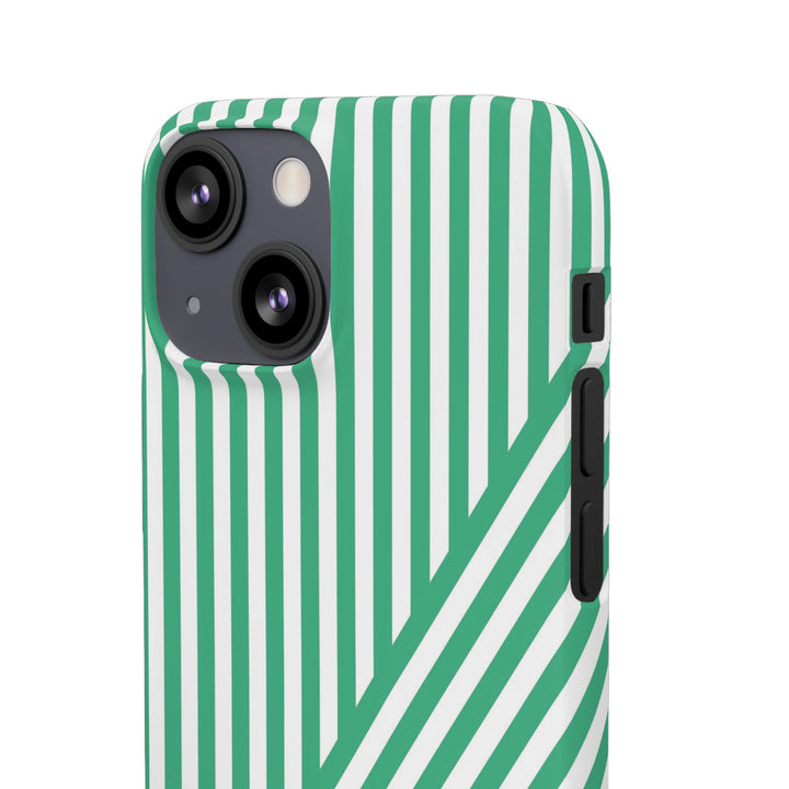 Aesthetic Emerald Stripes Cute Phone Case Sleek Snap - For iPhone 17 Pro Max iPhone 16 Pro iPhone 15 Iphone 14 Plus 13 Pro 12 11 10 Gift