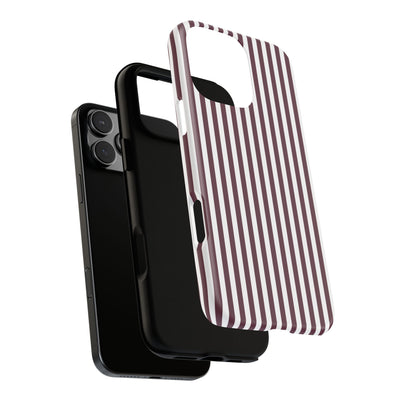Tough Premium Burgundy Stripes Phone Case Gift for Her - For Apple iPhone 16 Pro Max 16e iPhone 15 Pro iPhone Iphone 14 Plus 13 Pro 12 SE XR - Studio40ParkLane