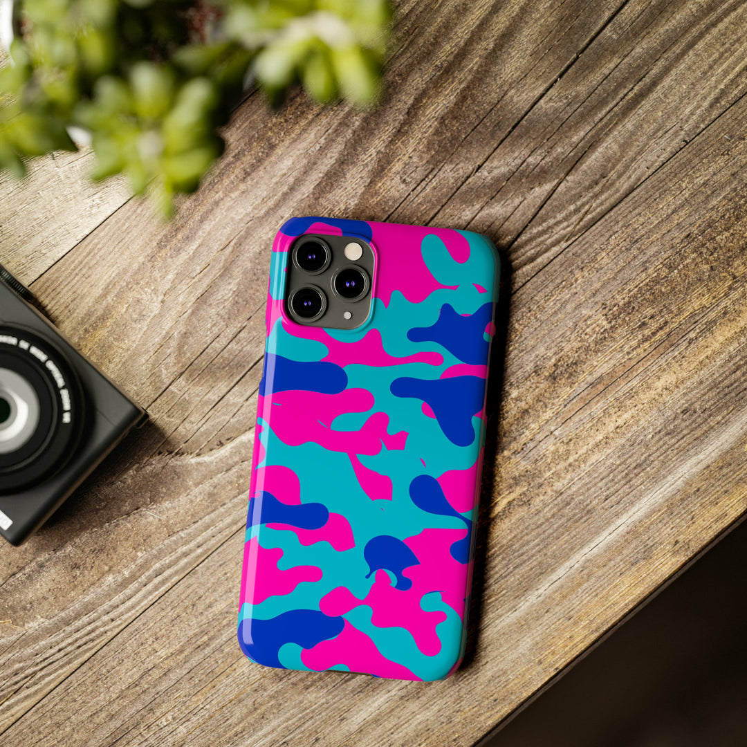 Slim Cute Phone Cases for Iphone - | iPhone 15 Case | iPhone 15 Pro Max Case, Iphone 14 Case, Iphone 14 Pro Max, Iphone 13, Blue Pink Camouflage - Studio40ParkLane