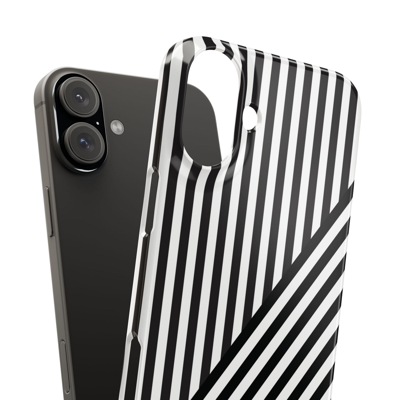 Aesthetic Black White Stripes Cute Phone Case Sleek Snap - For iPhone 17 Pro Max iPhone 16 Pro iPhone 15 Iphone 14 Plus 13 Pro 12 11 10 Gift - Studio40ParkLane