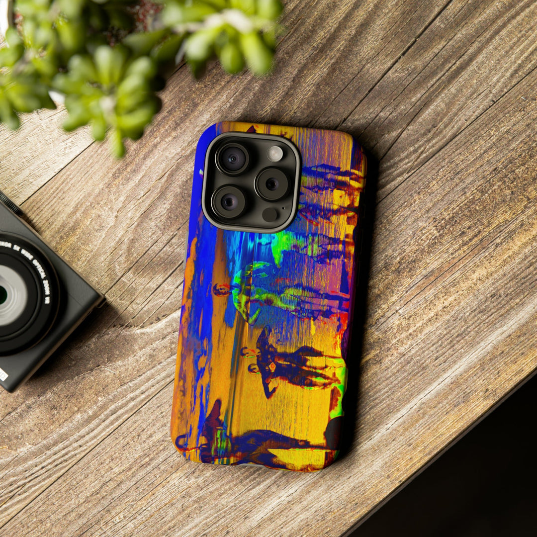 Cute IPhone Case | iPhone 15 Case | iPhone 15 Pro Max Case, Iphone 14 Case, Iphone 14 Pro Max Case IPhone Case for Art Lovers, Sunset Dance Blue Yellow - Studio40ParkLane