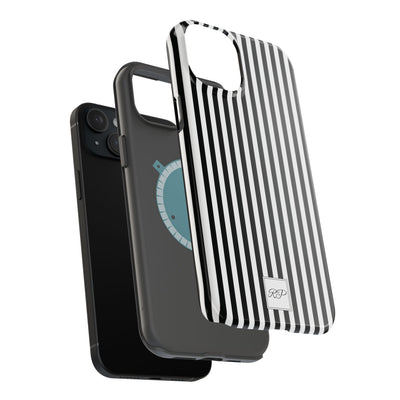 Custom Personalized Black White Striped Magsafe Phone Case for Iphone 17 - | iPhone 16 Pro Max Case | iPhone 15 Case Iphone 14 13 12 11 10 - Studio40ParkLane