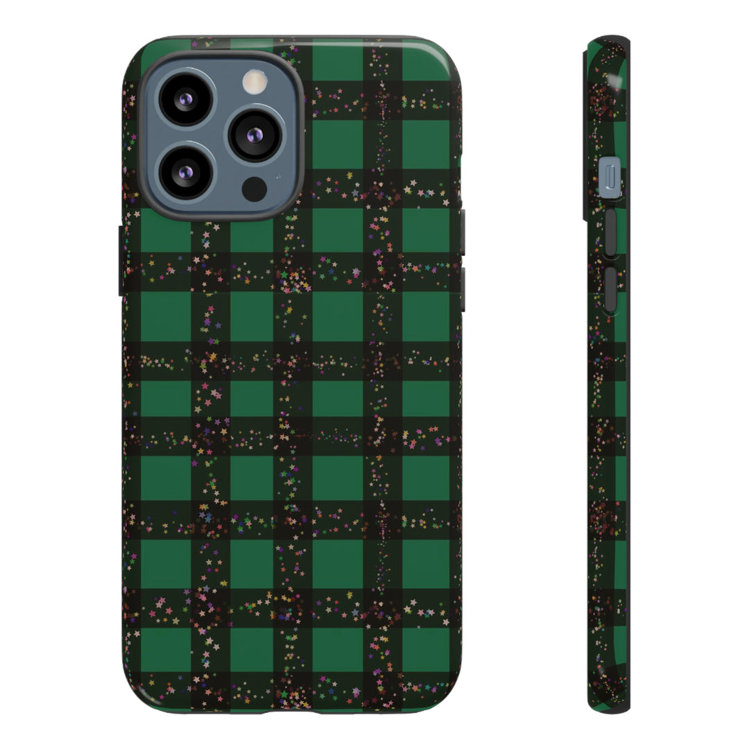 Cute IPhone Case | iPhone 15 Case | iPhone 15 Pro Max Case, Iphone 14 Case, Iphone 14 Pro Max Case IPhone Case for Art Lovers, Green Festive Plaid - Studio40ParkLane
