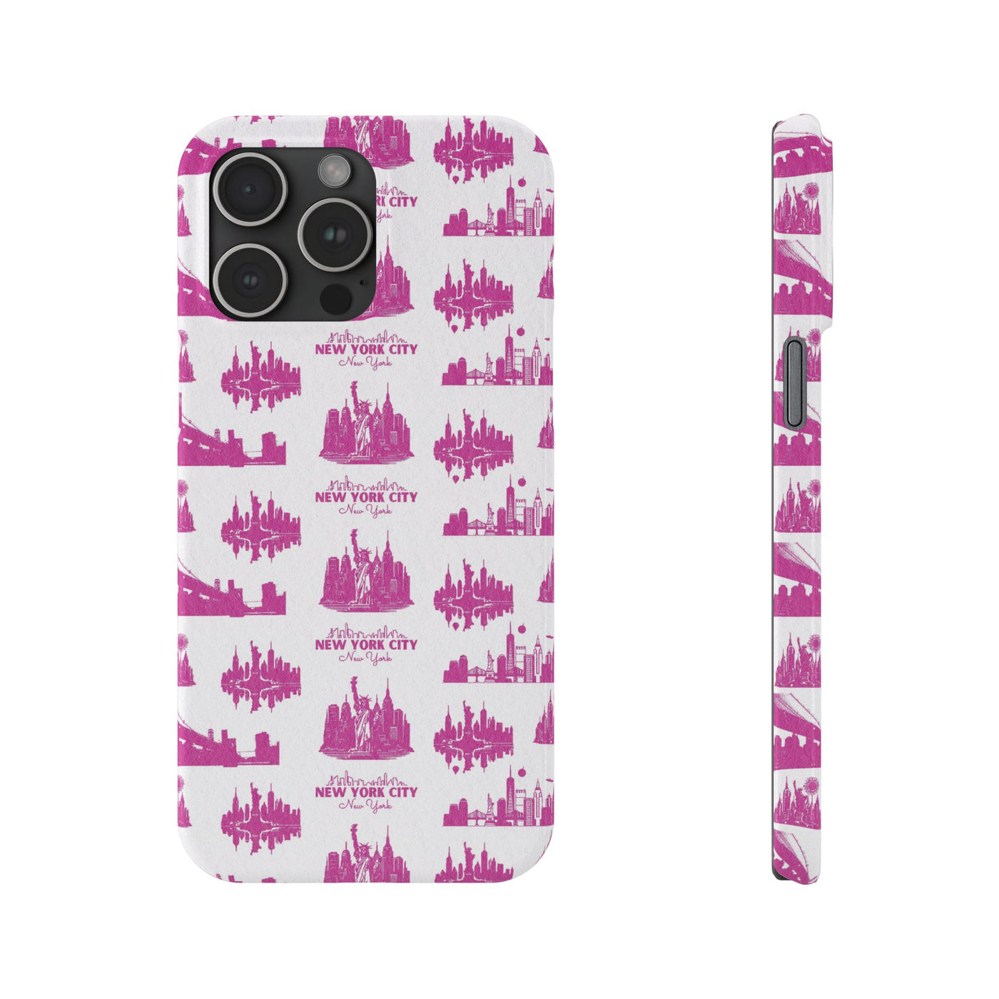 Slim New York Skyline Pink Collage Coquette Gift for Her Cute Phone Cases for Iphone 16 Pro Max | iPhone 15 Case | iPhone 15 Pro Max Case, Iphone 14, Iphone 14 Pro Max, Iphone 13 12 11 8 7