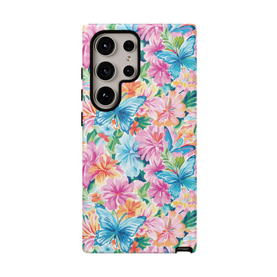 Premium Tough Butterflies Flowers Cute Phone Cases for Samsung S24, S23, S22, S21, S20, Plus and Ultra, Iphone 16 Pro Max,15, 14, 13, 12, 11, 10