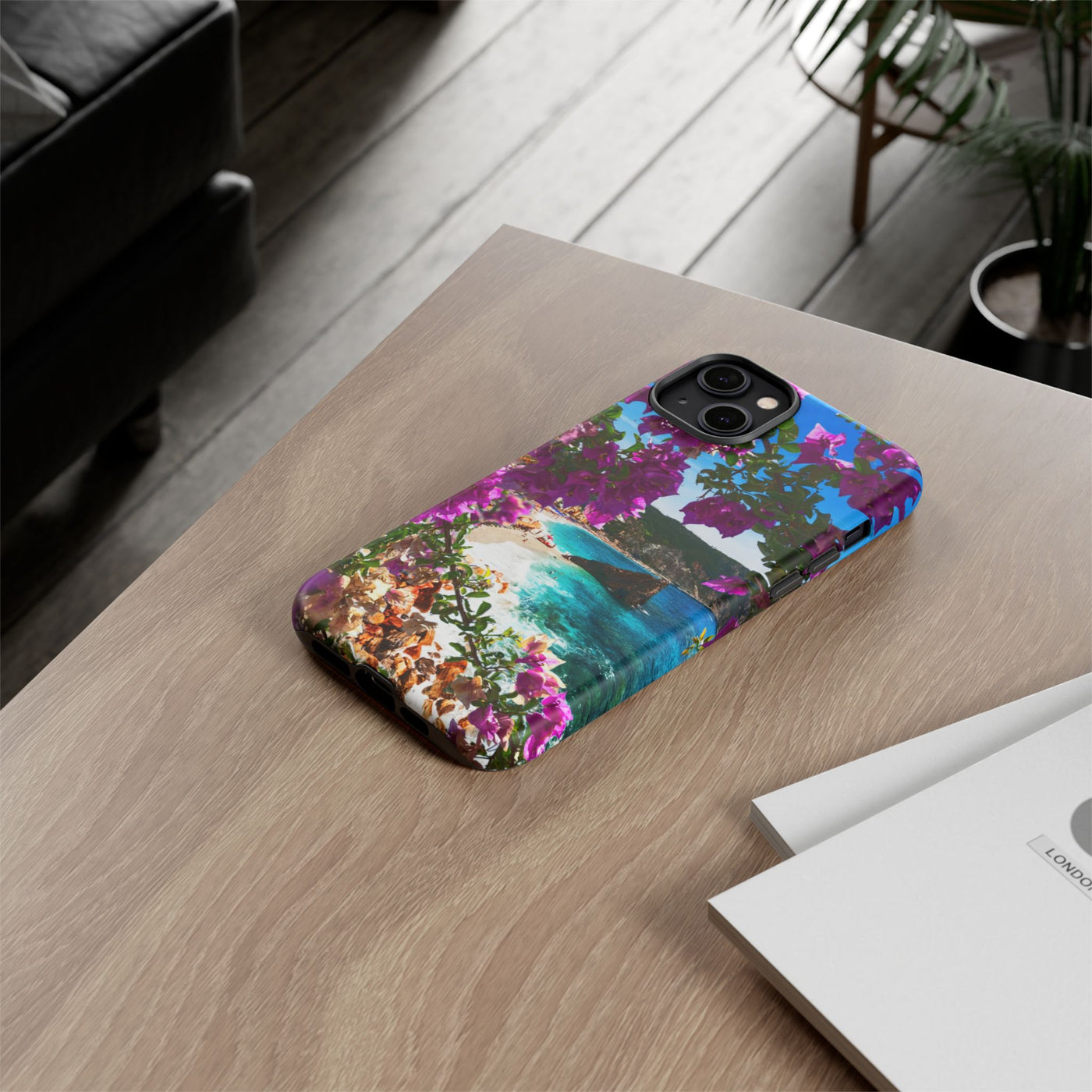 Impact Resistant, Bougainvillea Seaview, Cute Phone Cases for Samsung S24, S23, S22, S21, IPhone 15 pro Iphone 14 pro Iphone 13 IPhone 12 Iphone 11