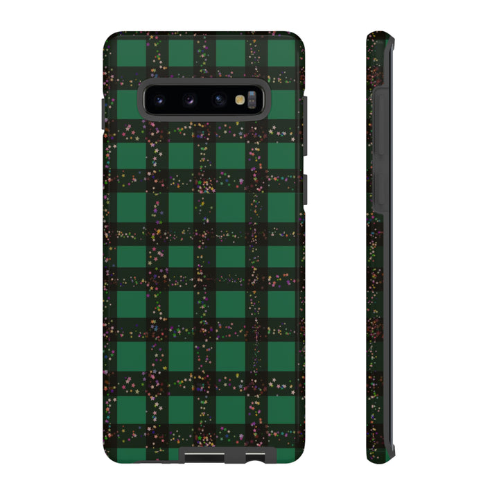Cute Samsung Phone Cases, Designer Samsung Galaxy S23 Phone Case, Samsung S22 Case, Samsung S21 Case, Samsung S20 Case, Green Festive Plaid - Studio40ParkLane