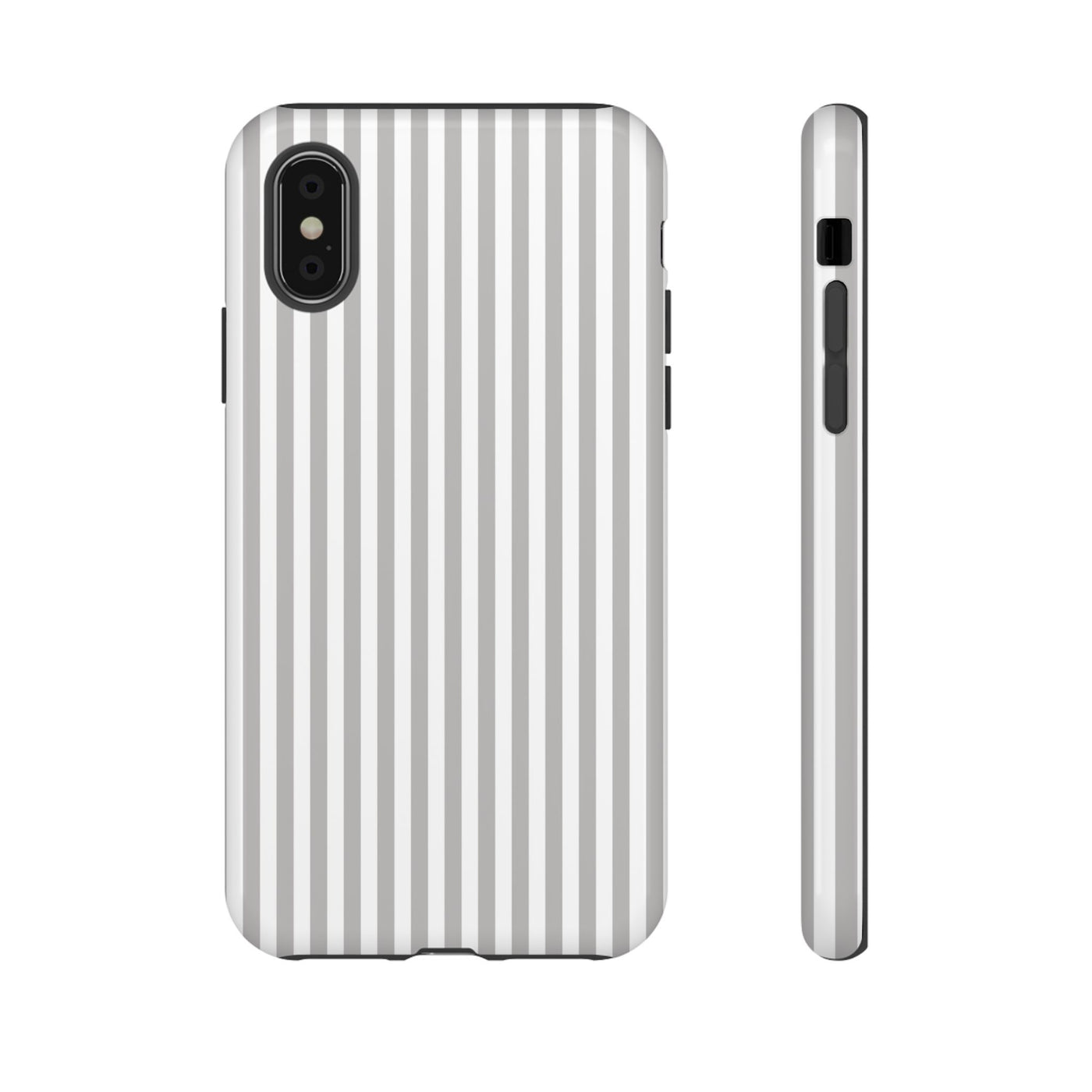 Tough Premium Ash Grey Stripes Phone Case Gift for Her - For Apple iPhone 16 Pro Max 16e iPhone 15 Pro iPhone Iphone 14 Plus 13 Pro 12 SE XR - Studio40ParkLane
