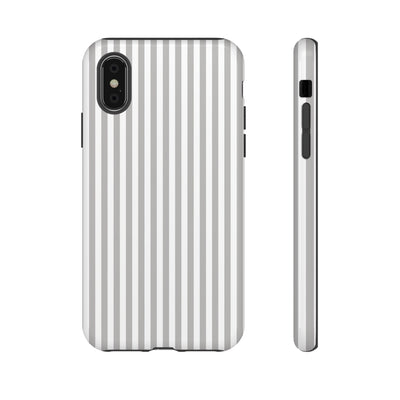 Tough Premium Ash Grey Stripes Phone Case Gift for Her - For Apple iPhone 16 Pro Max 16e iPhone 15 Pro iPhone Iphone 14 Plus 13 Pro 12 SE XR - Studio40ParkLane