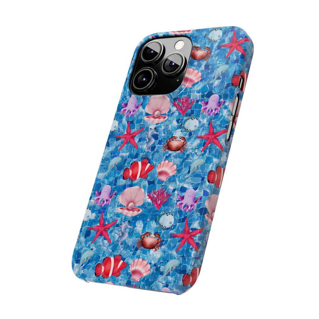 Slim Cute Phone Cases for Iphone - | iPhone 15 Case | iPhone 15 Pro Max Case, Iphone 14 Case, Iphone 14 Pro Max, Iphone 13, Blue Red Under Sea - Studio40ParkLane