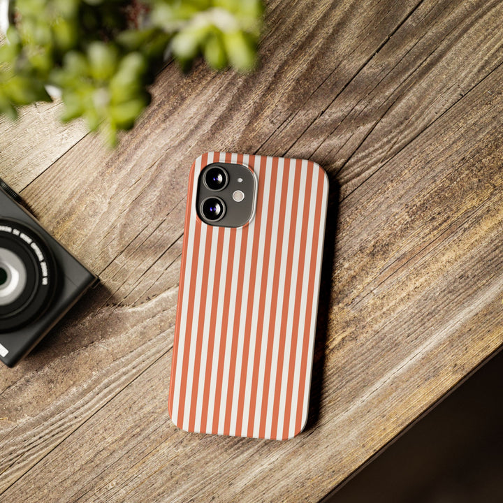 Slim Red Winter Peach Striped Cute Phone Case for Iphone 16 - | iPhone 15 Pro Max Case | iPhone 14 Case 13 12 11 10 9 8 7 X XS Gift for Her