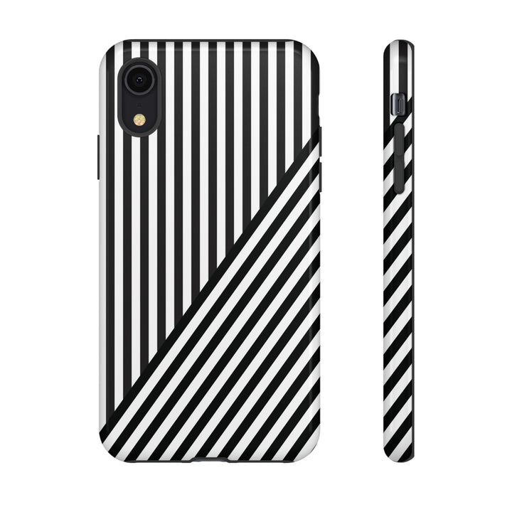 Aesthetic Tough Black White Stripes Phone Case - For iPhone 17 Pro Max iPhone 16 Pro iPhone 15 Iphone 14 Plus 13 Pro 12 11 10 XR - Studio40ParkLane