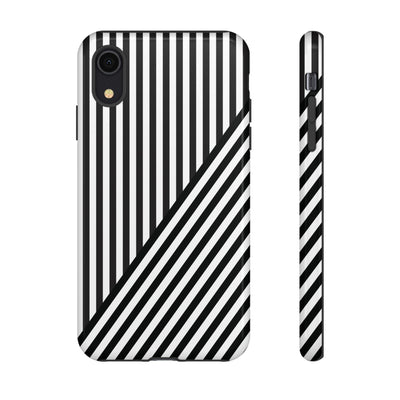 Aesthetic Tough Black White Stripes Phone Case - For iPhone 17 Pro Max iPhone 16 Pro iPhone 15 Iphone 14 Plus 13 Pro 12 11 10 XR - Studio40ParkLane