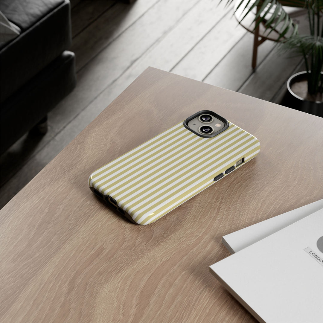 Tough Premium Soft Yellow Stripes Phone Case Gift for Her - For Apple iPhone 16 Pro Max 16e iPhone 15 Pro iPhone Iphone 14 Plus 13 Pro 12 SE XR - Studio40ParkLane
