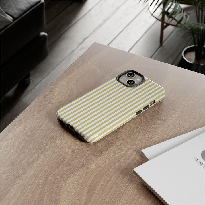 Tough Premium Soft Yellow Stripes Phone Case Gift for Her - For Apple iPhone 16 Pro Max 16e iPhone 15 Pro iPhone Iphone 14 Plus 13 Pro 12 SE XR - Studio40ParkLane