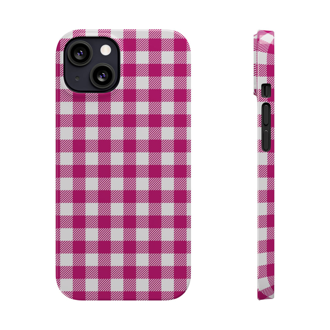 Slim Pink Gingham Gift for Her Cute Phone Cases for Iphone 16 Pro Max | iPhone 15 Case | iPhone 15 Pro Max Case, Iphone 14, 13, 12, 11, 10, 8, 7 - Studio40ParkLane
