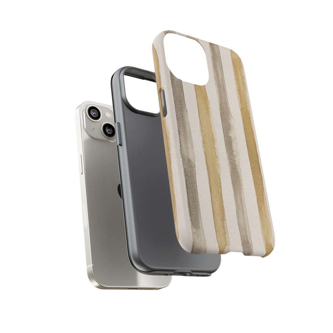 Tough Cute Brown Beige Stripes Phone Case, for IPhone 17 Pro Max | Iphone 17 Air, Iphone 16, IPhone 15, 14 13 12, Samsung Galaxy S26, S25, S24, S23 - Studio40ParkLane
