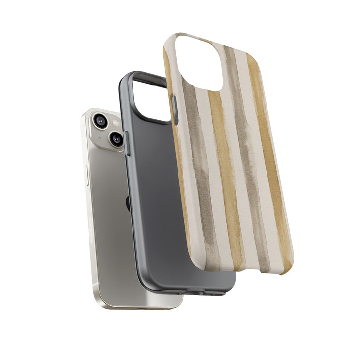 Tough Cute Brown Beige Stripes Phone Case, for IPhone 17 Pro Max | Iphone 17 Air, Iphone 16, IPhone 15, 14 13 12, Samsung Galaxy S26, S25, S24, S23 - Studio40ParkLane