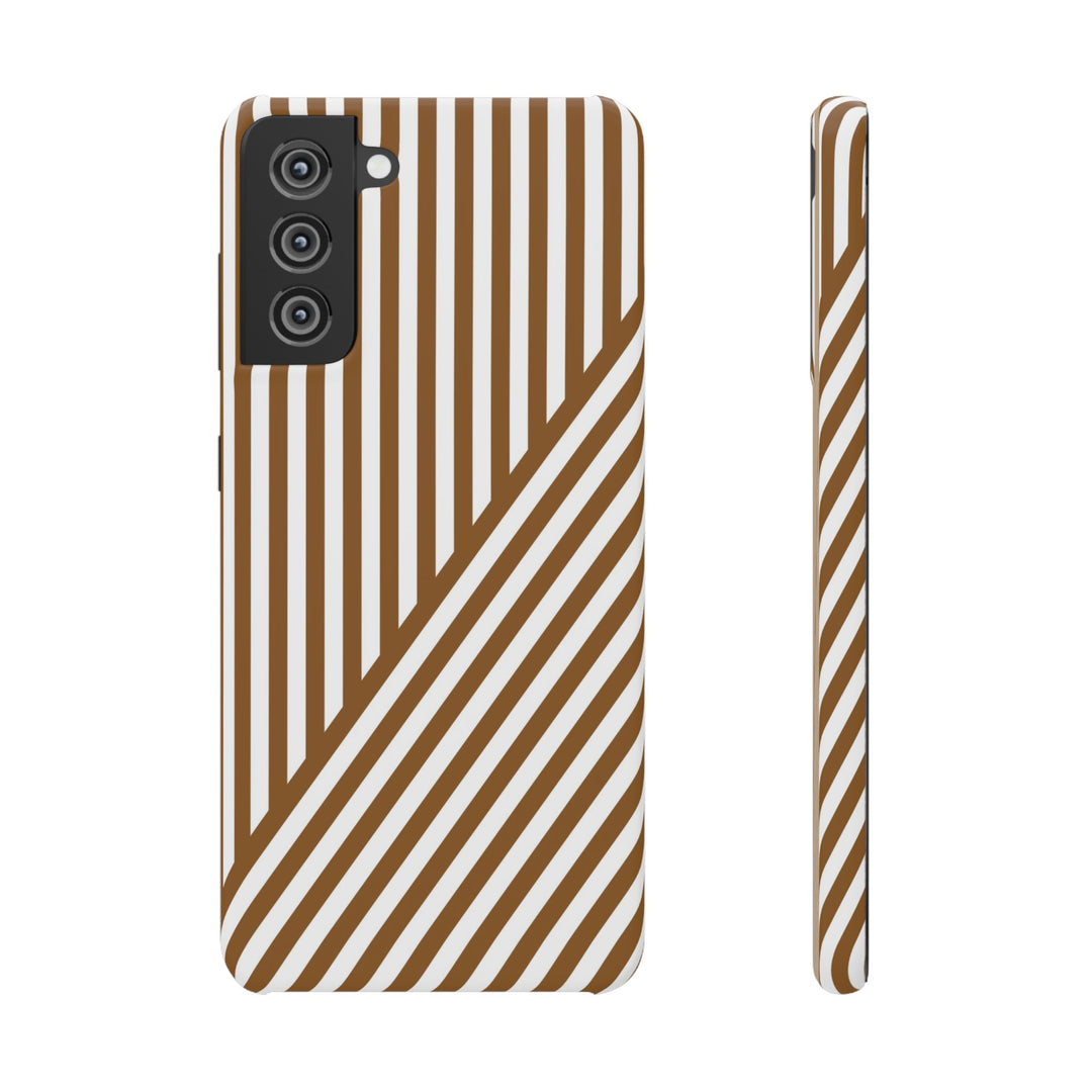 Aesthetic Mocha Brown Stripes Cute Phone Case Sleek Snap - For iPhone 17 Pro Max iPhone 16 Pro iPhone 15 Iphone 14 Plus 13 Pro 12 11 10 Gift - Studio40ParkLane