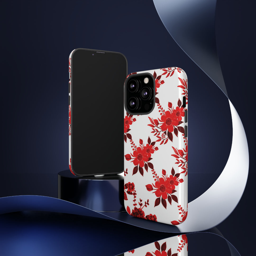 Cute IPhone Case | Red White Flowers, iPhone 15 Case | iPhone 15 Pro Case, Iphone 14 Case, Iphone 14 Pro Max Case, Protective Iphone Case - Studio40ParkLane