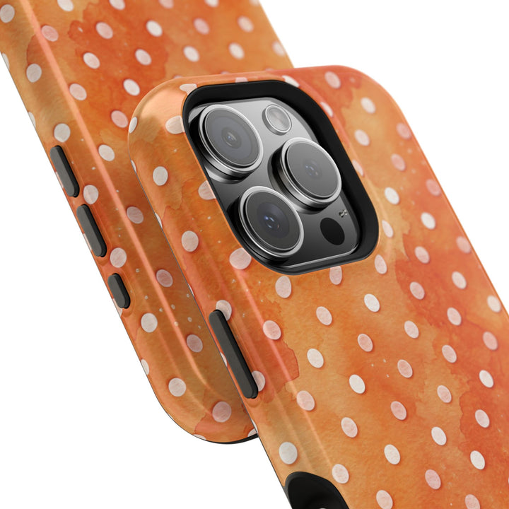 Aesthetic Tough Magsafe Orange Polka Dots Phone Case - For iPhone 17 Pro Max iPhone 16 Pro iPhone 15 Iphone 14 Plus 13 Pro 12 11 10 XR - Studio40ParkLane