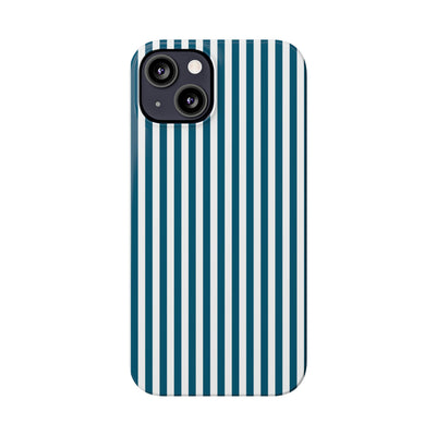 Slim Teal Blue Striped Cute Phone Case for Iphone 16 - | iPhone 15 Pro Max Case | iPhone 14 Case Iphone 13 12 11 10 9 8 7 X XS Gift for Her - Studio40ParkLane