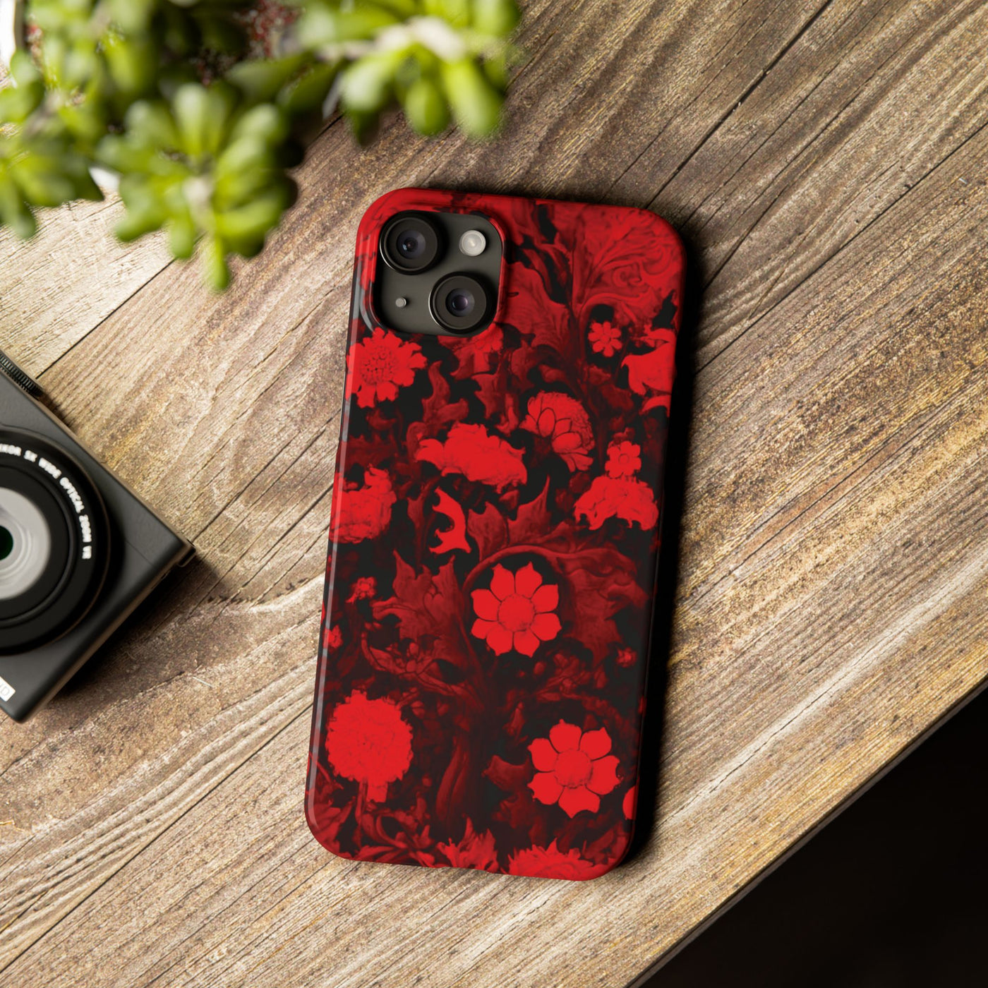 Slim Cute iPhone Cases - | iPhone 15 Case | iPhone 15 Pro Max Case, Iphone 14 Case, Iphone 14 Pro Max, Iphone 13, Red Flowers