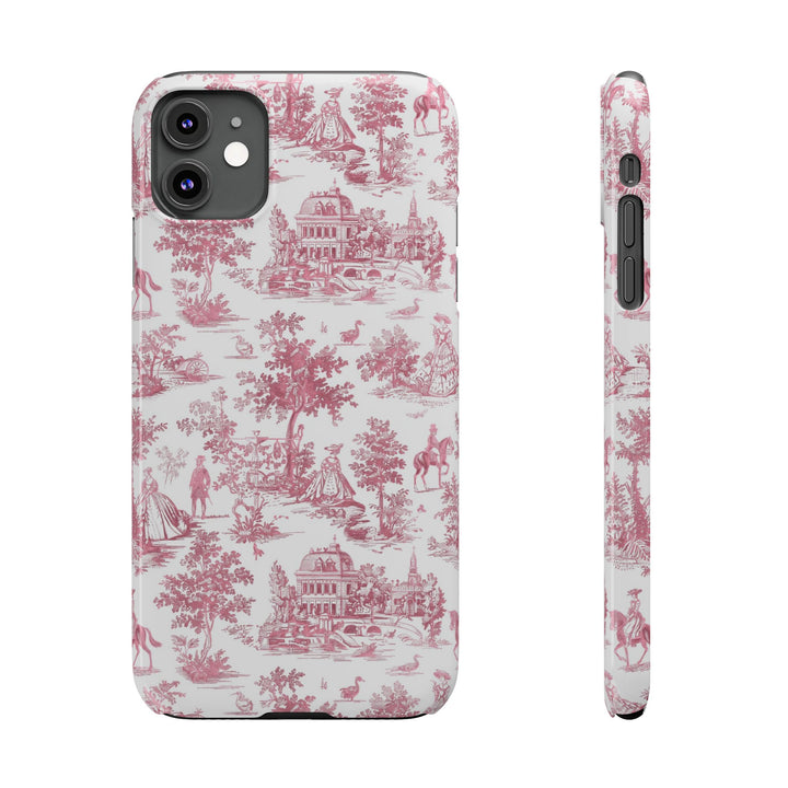 Slim Pink Vintage French Toile Cute Phone Cases for Iphone 16 Pro Max | iPhone 15 Case | iPhone 15 Pro Max Case, Iphone 14, Iphone 14 Pro Max, Iphone 13 12 11 8 7 - Studio40ParkLane