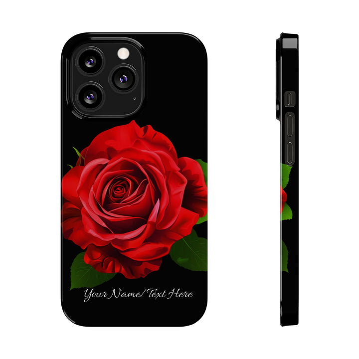 Slim Custom Personalized Red Rose Flowers Gift for Her Cute Phone Cases for Iphone 16 Pro Max | iPhone 15 Case | iPhone 15 Pro Max Case, Iphone 14, Iphone 14 Pro Max, Iphone 13 12 11 8 7 - Studio40ParkLane