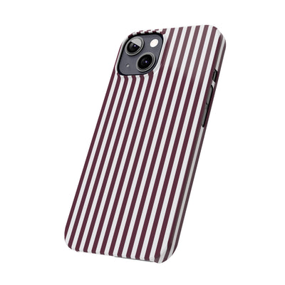 Slim Burgundy Wine Striped Cute Phone Case for Iphone 16 - | iPhone 15 Pro Max Case | iPhone 14 Case Iphone 13 12 11 10 9 8 7 Gift for Her - Studio40ParkLane