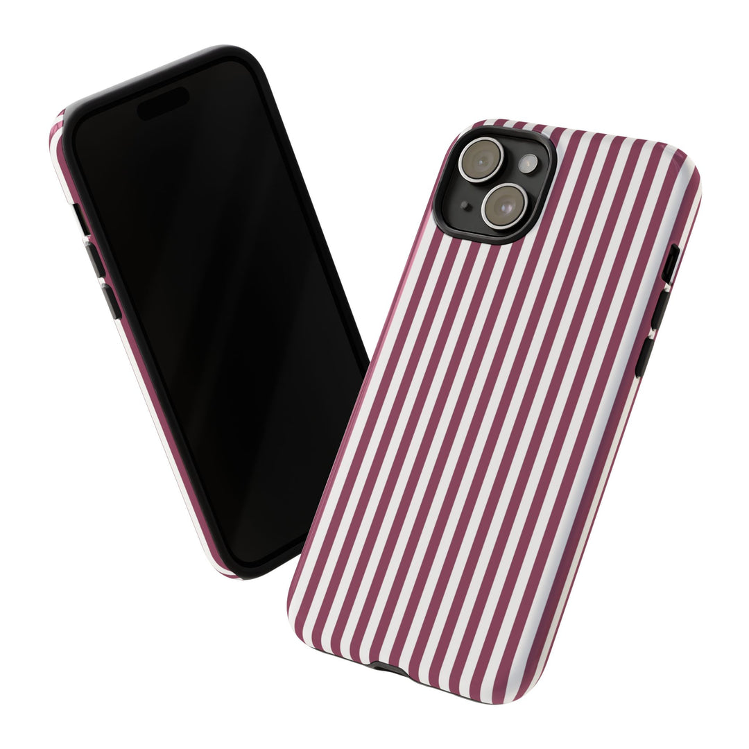 Tough Premium Old Claret Stripes Phone Case Gift for Her - For Apple iPhone 16 Pro Max 16e iPhone 15 Pro iPhone Iphone 14 Plus 13 Pro 12 SE XR - Studio40ParkLane